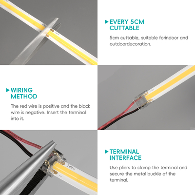 ليتارون كوب LED الشريط الضوء 24 فولت LED الشريط الضوء، 480 قطعة / M LEDs، فائقة الوضوح عالية الضوء 6000K أبيض 3m، قابل للتضييق مع الشريط 3M، 30W التيار الكهربائي UL، لمسة سويتش لغرفة النوم، المنزل، المطبخ DIY